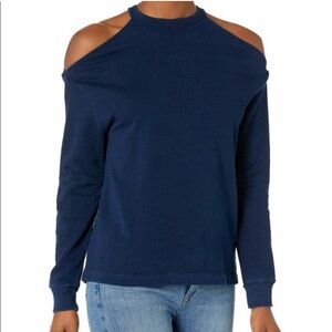 Blue AG Adriano Goldschmied Crew Neck Sweater open shoulder size Small